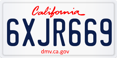 CA license plate 6XJR669