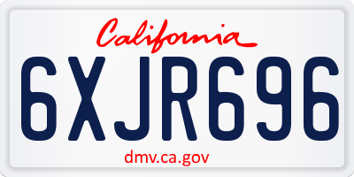 CA license plate 6XJR696