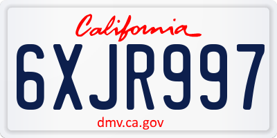 CA license plate 6XJR997