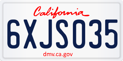 CA license plate 6XJS035