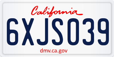 CA license plate 6XJS039