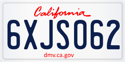 CA license plate 6XJS062