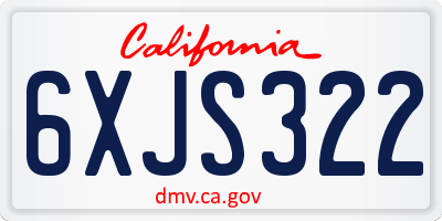 CA license plate 6XJS322