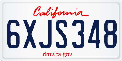 CA license plate 6XJS348