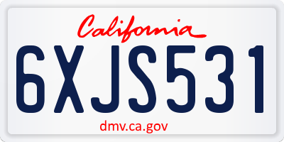 CA license plate 6XJS531