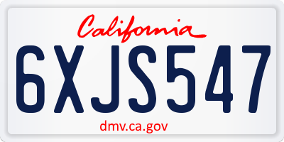 CA license plate 6XJS547