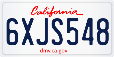 CA license plate 6XJS548