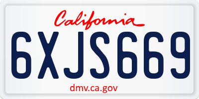 CA license plate 6XJS669