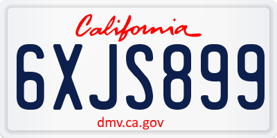 CA license plate 6XJS899