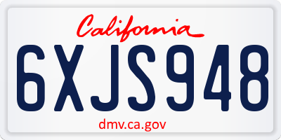 CA license plate 6XJS948
