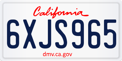CA license plate 6XJS965