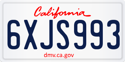 CA license plate 6XJS993