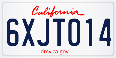 CA license plate 6XJT014