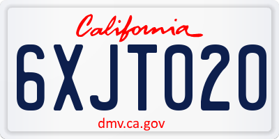 CA license plate 6XJT020