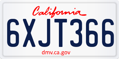 CA license plate 6XJT366