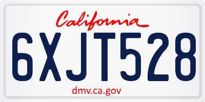 CA license plate 6XJT528