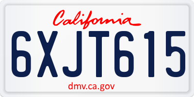 CA license plate 6XJT615