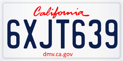 CA license plate 6XJT639