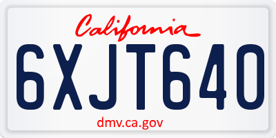 CA license plate 6XJT640