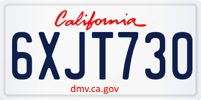 CA license plate 6XJT730