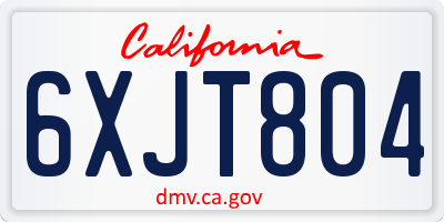 CA license plate 6XJT804