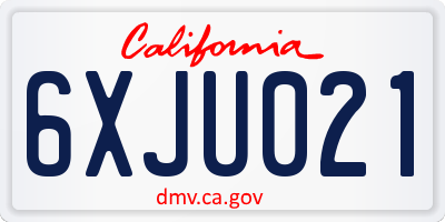 CA license plate 6XJU021
