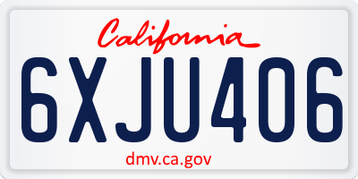 CA license plate 6XJU406