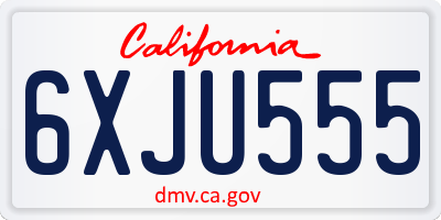 CA license plate 6XJU555