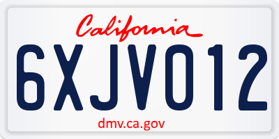 CA license plate 6XJV012