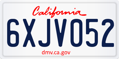 CA license plate 6XJV052