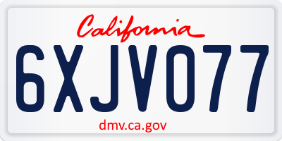 CA license plate 6XJV077