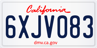 CA license plate 6XJV083