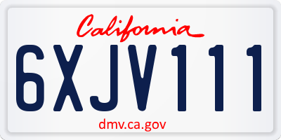 CA license plate 6XJV111
