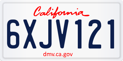 CA license plate 6XJV121