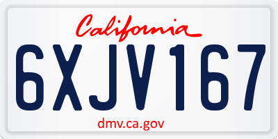 CA license plate 6XJV167