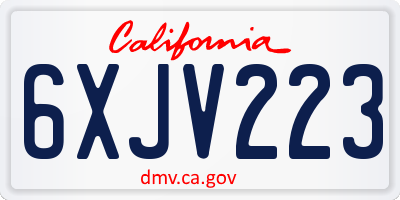 CA license plate 6XJV223