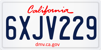 CA license plate 6XJV229