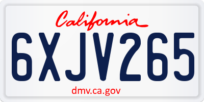 CA license plate 6XJV265