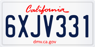 CA license plate 6XJV331