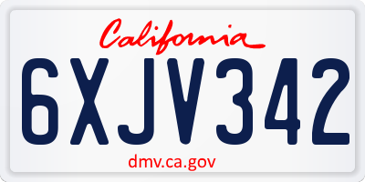 CA license plate 6XJV342