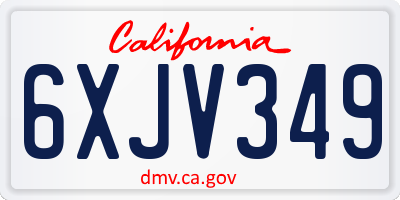 CA license plate 6XJV349