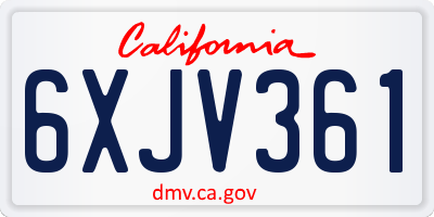 CA license plate 6XJV361