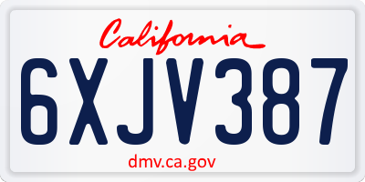 CA license plate 6XJV387