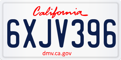 CA license plate 6XJV396