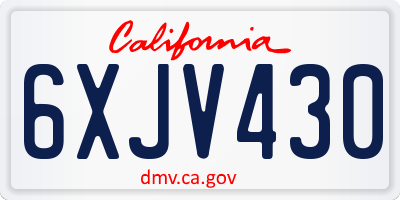 CA license plate 6XJV430