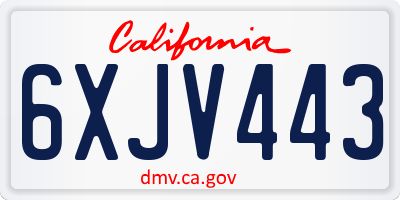 CA license plate 6XJV443