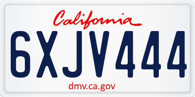 CA license plate 6XJV444