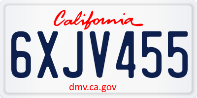 CA license plate 6XJV455