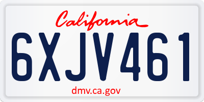 CA license plate 6XJV461