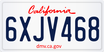 CA license plate 6XJV468